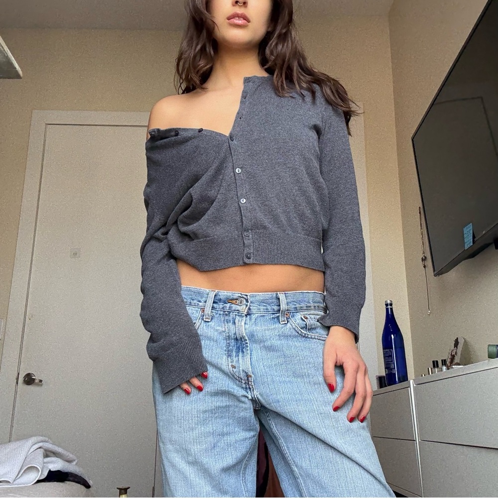 Gray Button-Up Cardigan - Picture 2 of 7